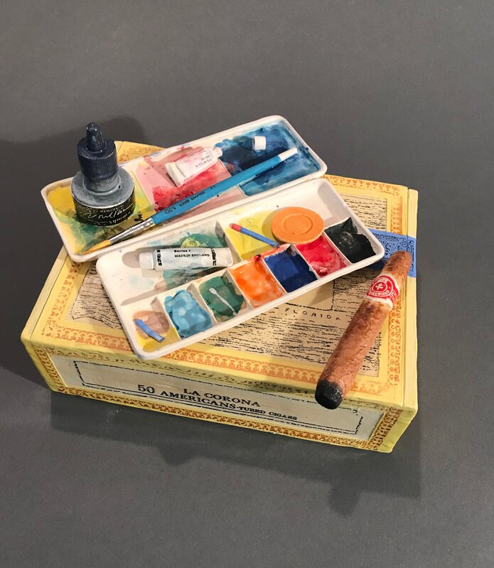 Richard Shaw, Corona Cigar Box with Watercolor Tray and Cold Cigar (2023), Available for Sale