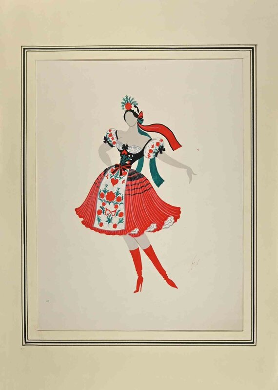 erte dress designs ERTE (ROMAIN DE TIRTOFF) (1892-1990) Coat design for Henri Bendel