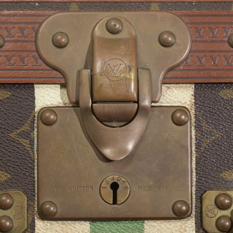 Louis Vuitton Original 1940s Hard Leather Monogram Suitcase - Ruby Lane