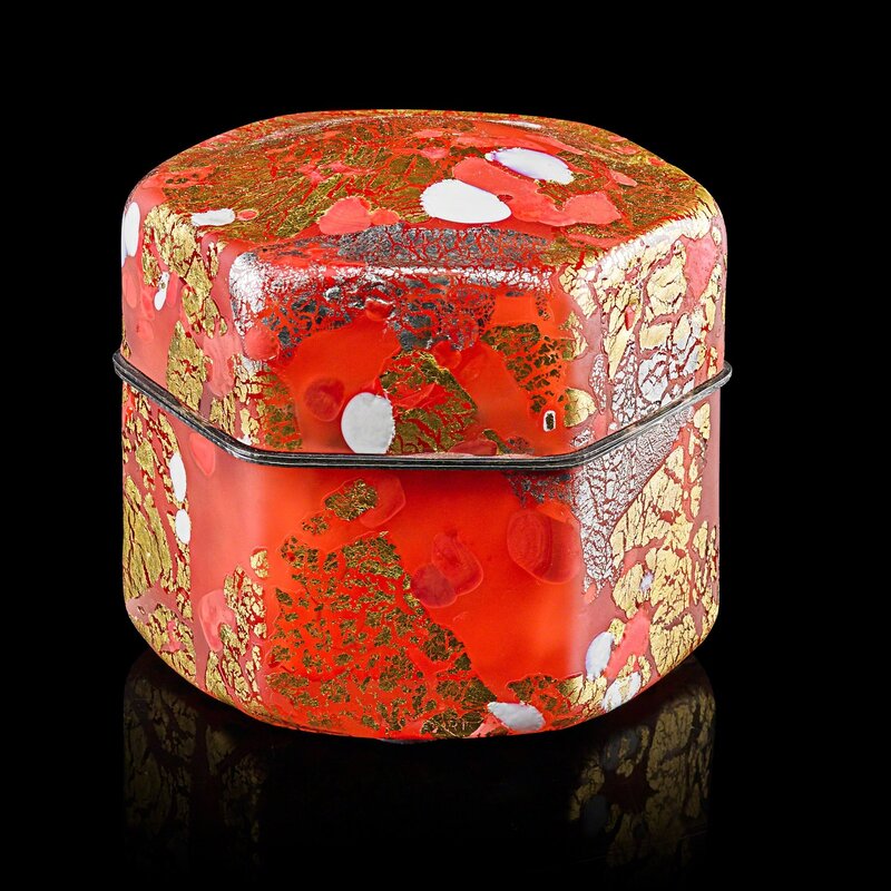 Small Japanese Paper Gift Box Red/Gold