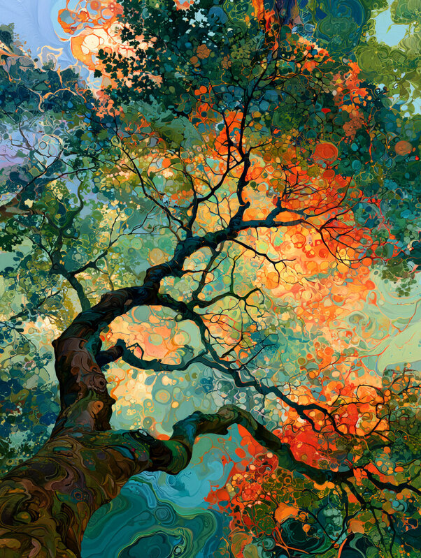 Light Through Time” , colorful tree art, nature wa… (2026) by Melissa Smith