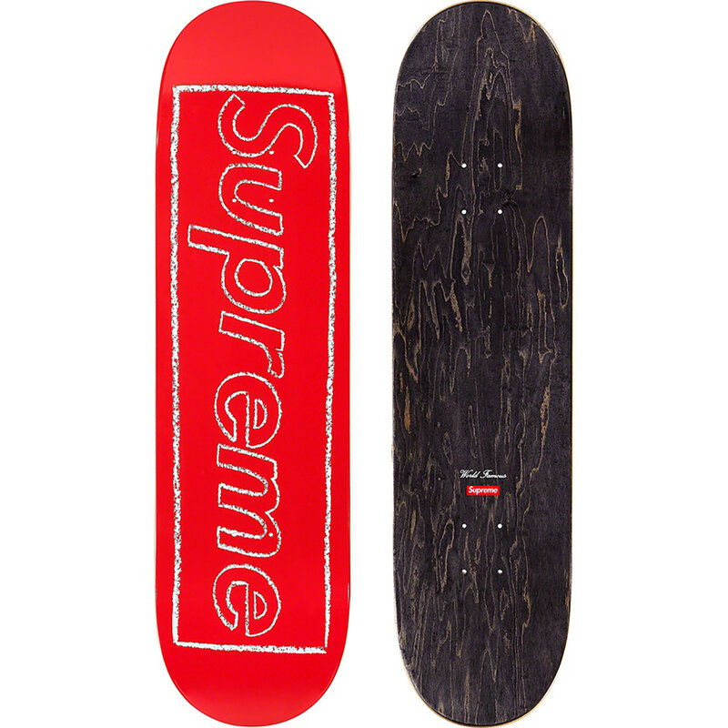 KAWS, Supreme | KAWS Supreme Chalk Logo Skateboard (Red) (2021) | Available  for Sale | Artsy