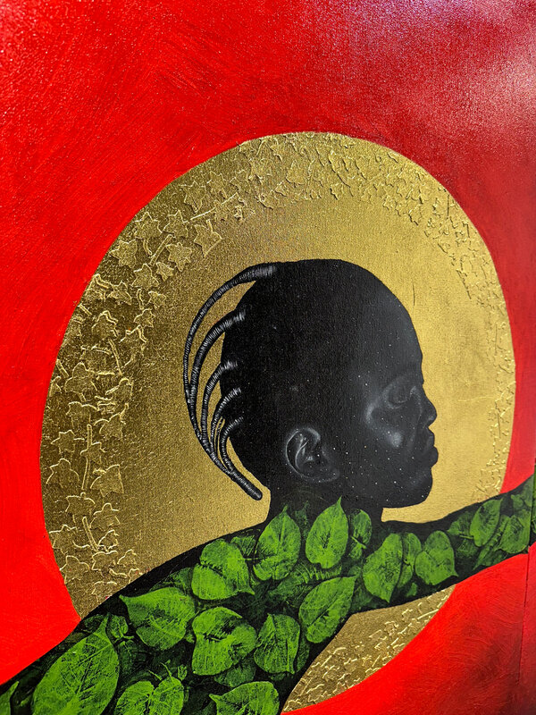 Raji Bamidele, ‘As Above, So Below’, 2021, Painting, Oil, Acrylic and Gold-leaf on canvas, Galerie Studer