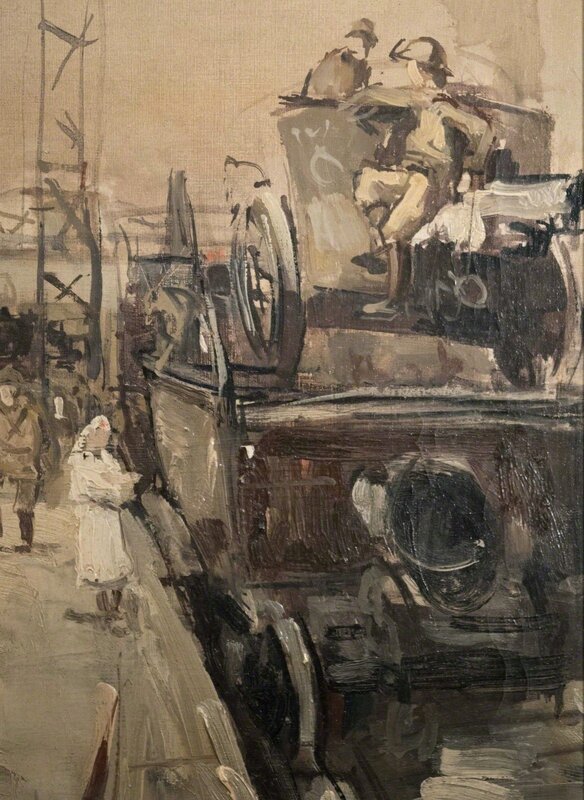 Roger Bertin Oil Painting wwii Military Train W/ 