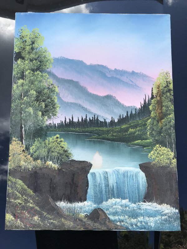 Bob Ross | Bob Ross Mountain Waterfall Signed Original Painting  Contemporary Art (1980) | Artsy