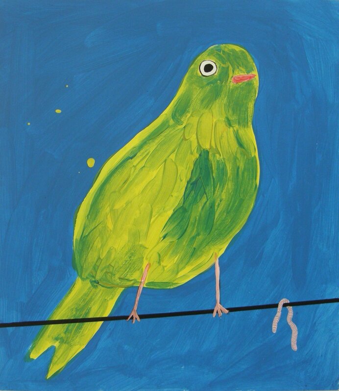 David Shrigley, Yellow Bird with Worm (1999)