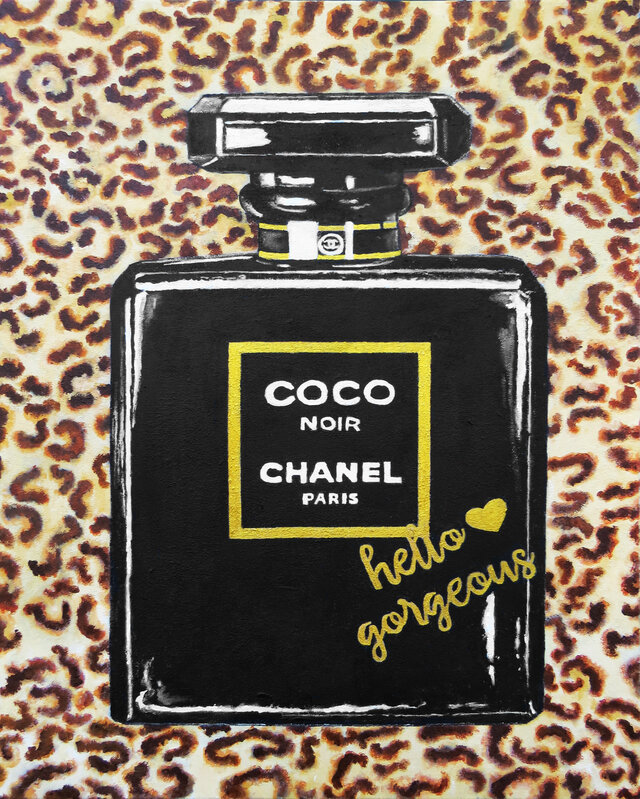 Angel Michael Art, Chanel. Leopard Perfume Painting. Perfume, Paris, Gold,  Beige, Brown, Black, Luxury, Leopard, Textured, Fashion (2022), Available  for Sale