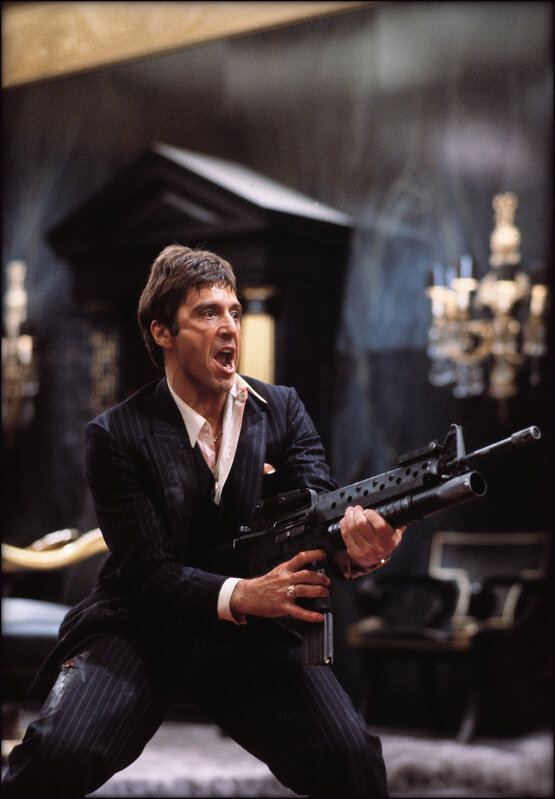 Greg Gorman | Al Pacino with gun Scarface (1983) | Artsy