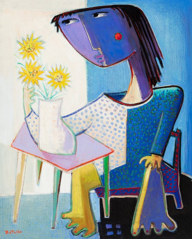 Angel Botello | Girl Seated with Flowers (c. 1984) | Artsy