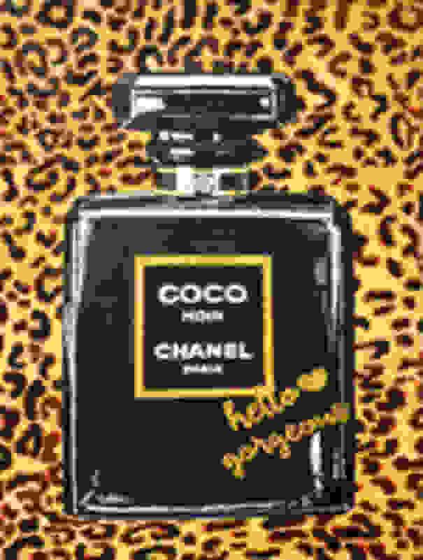 Angel Michael Art  Chanel. Leopard Perfume Painting. Perfume