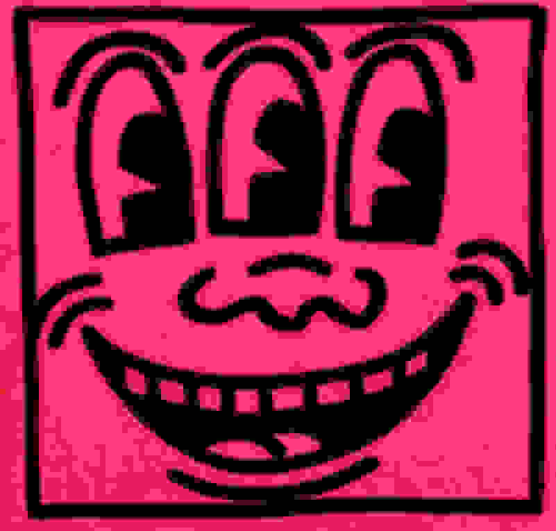 Keith Haring, Keith Haring Three Eyed Smiling Face (Set of 3 early 1980s  Haring stickers) (ca. 1982), Available for Sale