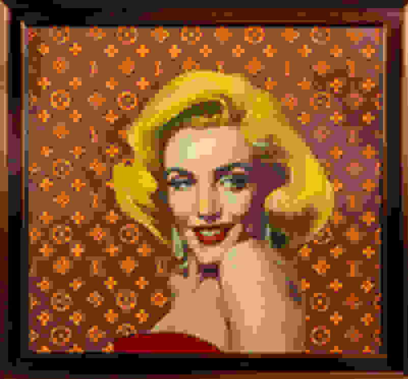 Steve Kaufman, Steve Kaufman Marilyn Monroe Louis Vuitton LV Oil Painting Purse  Bag Trunk (1998)