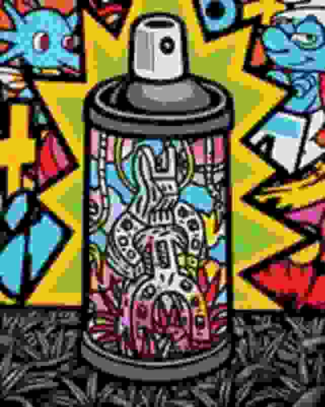 drawings of graffiti spray paint cans