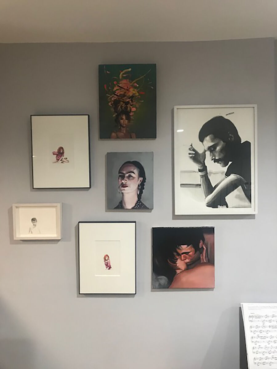 Installation view of artworks in Kristina Newman-Scott’s collection. Courtesy of Kristina Newman-Scott.