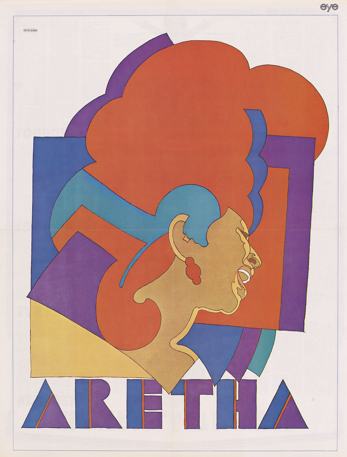 Aretha Franklin por Milton Glaser, póster fotolitográfico en color, 1968. Cortesía de la National Portrait Gallery, Smithsonian Institution;  © Milton Glaser