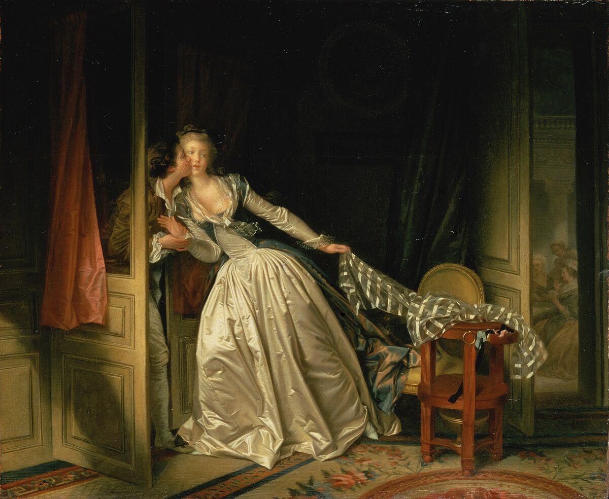 Jean-Honoré Fragonard, The Stolen Kiss, late 1780s. Image via Wikimedia Commons.