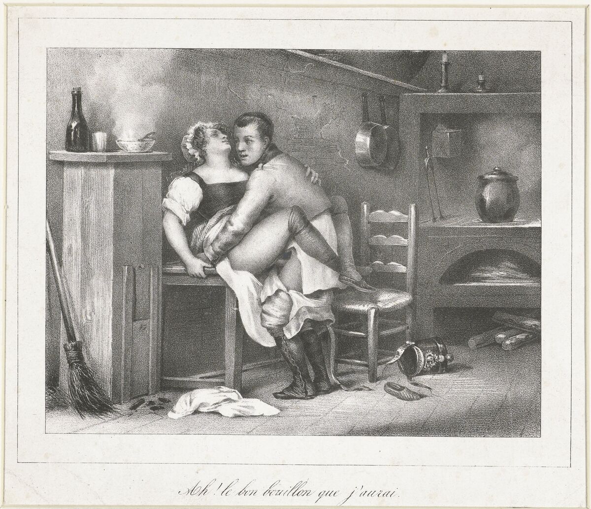 Anonymous, Soldaat vrijend met een keukenmeid (“Soldier making love with a kitchen maid”) ca. 1800–1900. Courtesy of the Rijksmuseum.