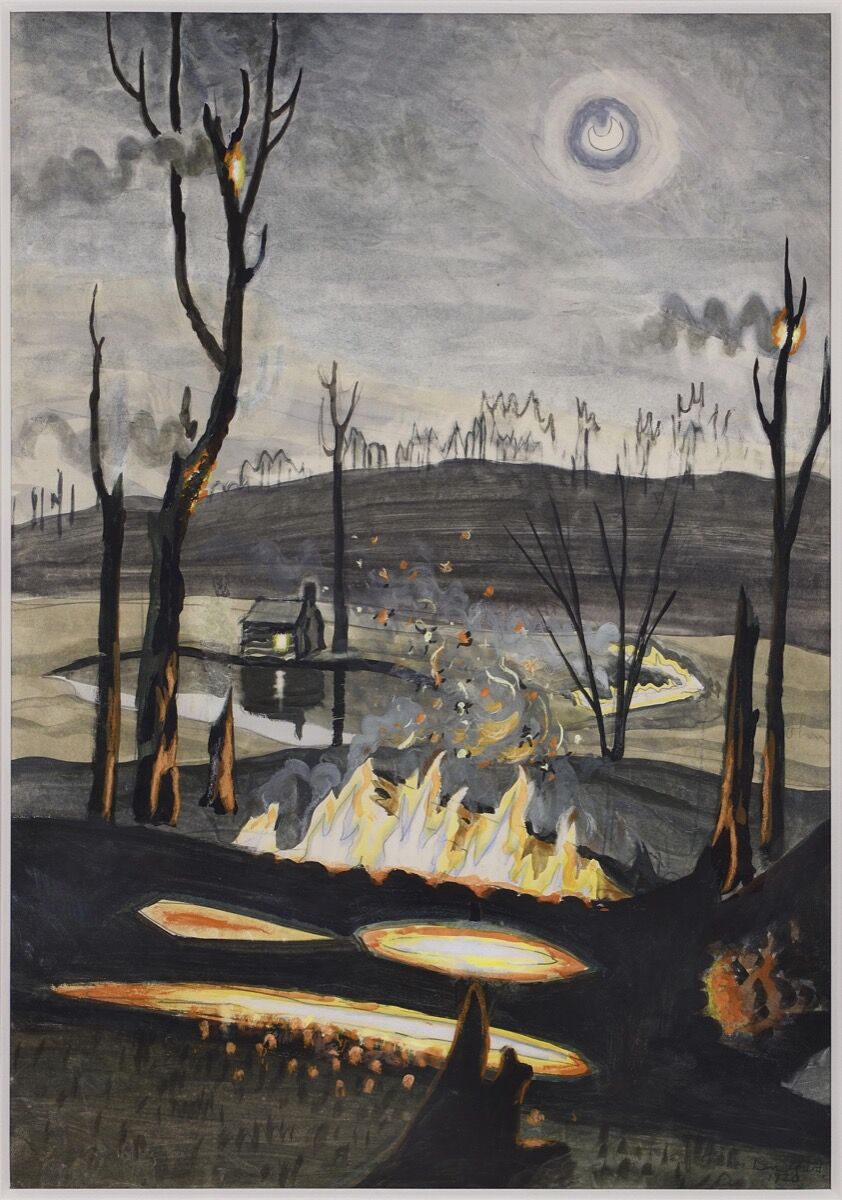 Charles Burchfield, Forest Fire with Moonlight, 1920. Cortesía de Bernard Goldberg.