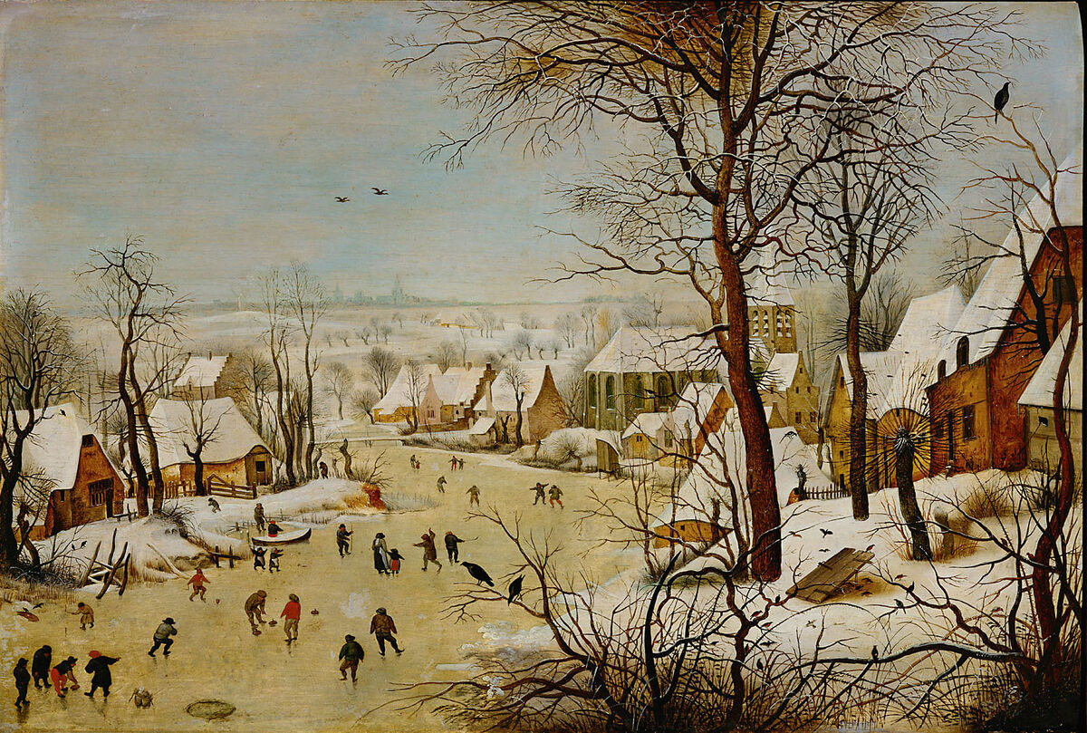 Pieter Bruegel the Elder, Winter Landscape with a Bird-trap,  ca. 1601. Image via Wikimedia Commons.
