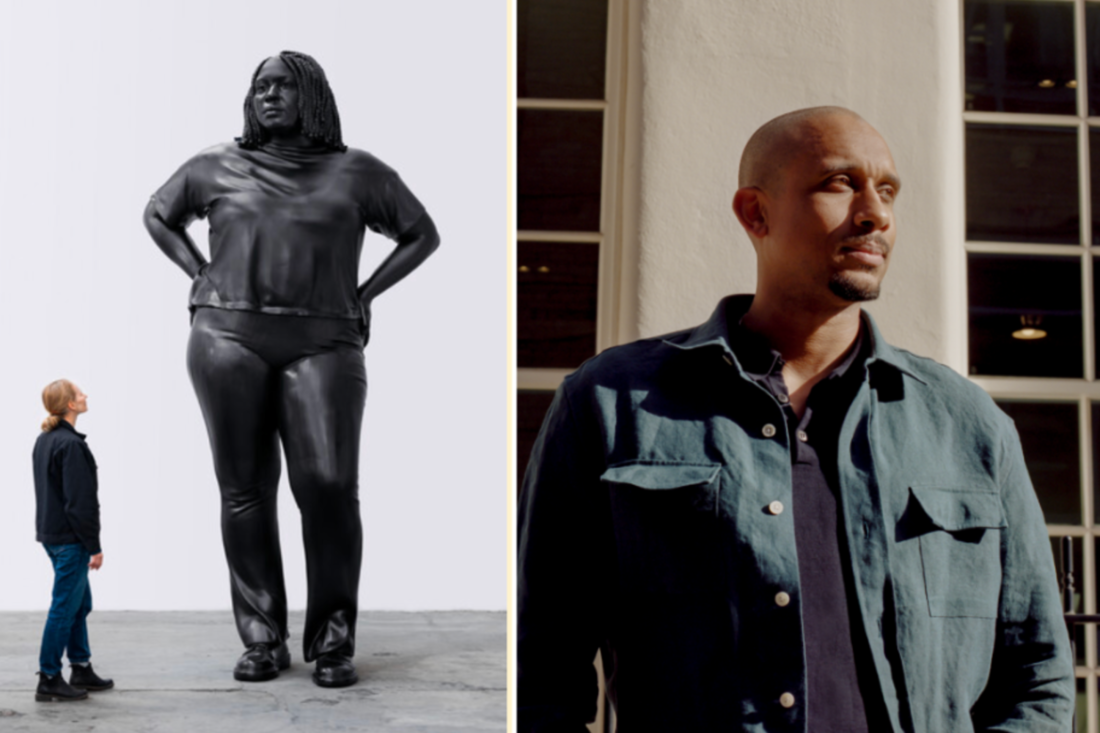 Towering bronze statue by Thomas J Price lands in Times Square. Towering bronze statue by Thomas J Price lands in Times Square.