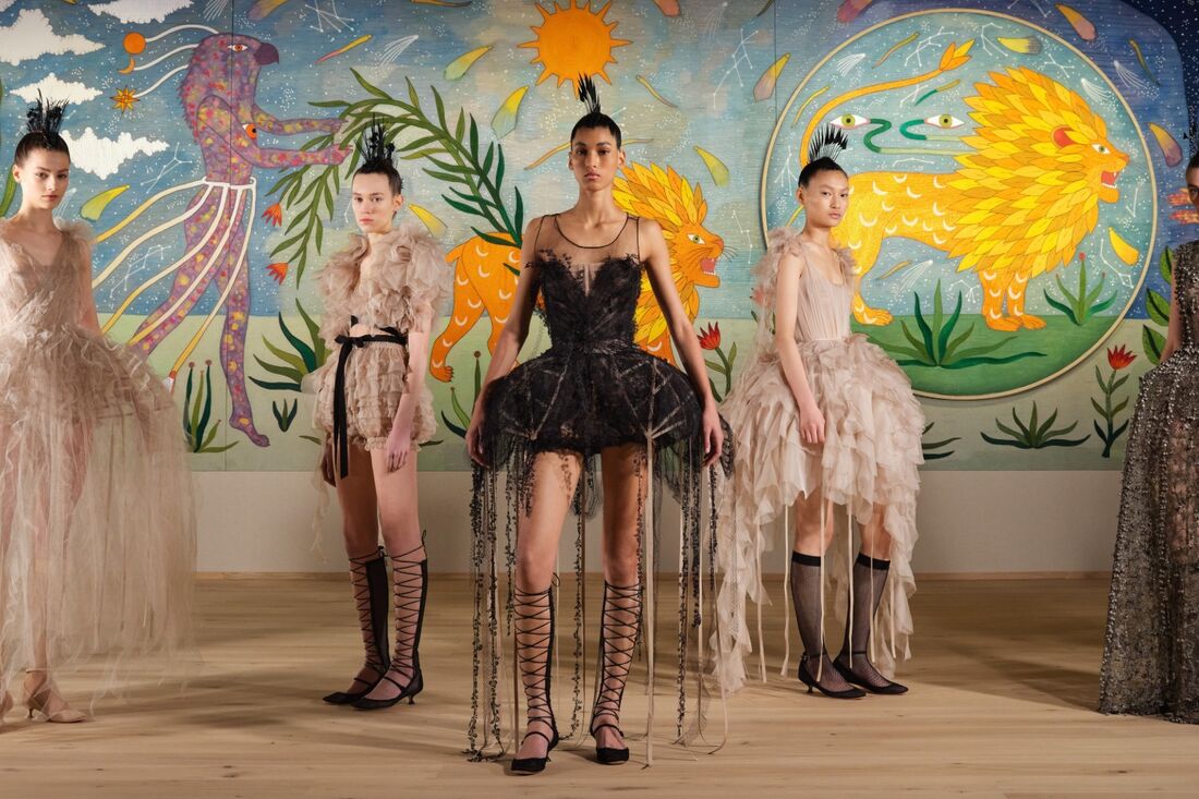 Dior couture show stars paintings by Rithika Merchant. Dior couture show stars paintings by Rithika Merchant.