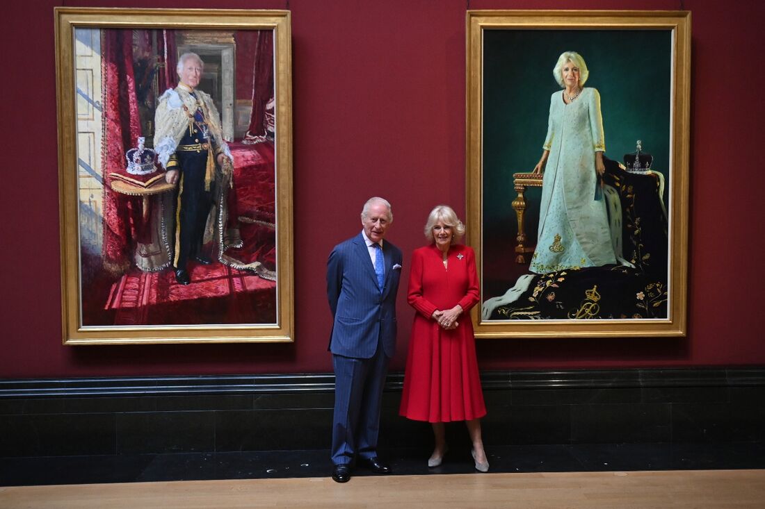 King Charles III and Queen Camilla reveal their royal portraits. King Charles III and Queen Camilla reveal their royal portraits.