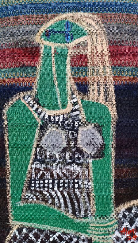 Alimi Adewale, ‘Poise & Presence’, 2024, Painting, Acrylic and dye on kilim, Pearl Lam Galleries