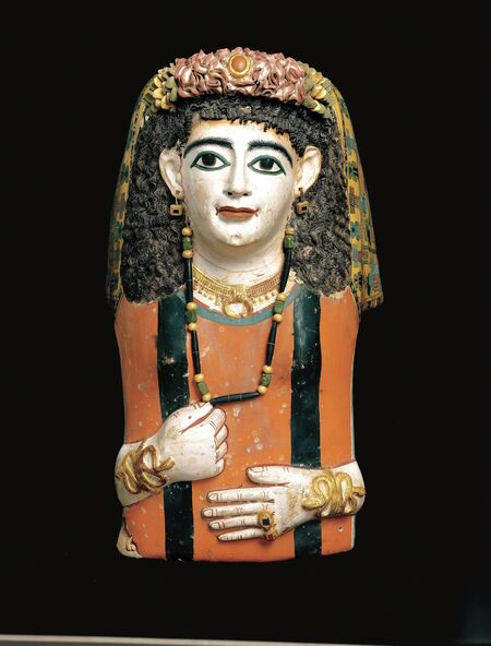 Unknown Egyptian, ‘Mummy Mask’, 60–70, Sculpture, Cartonnage, plaster, paint, plant fibers, The Metropolitan Museum of Art