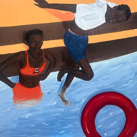 Matthew Eguavoen, ‘The floater is Palliative’, 2023, Painting, Acrylic and oil on canvas, Bode