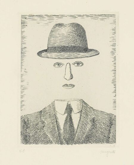 Magritte Man with Bowler Hat and Dove l'homme au chapeau melon