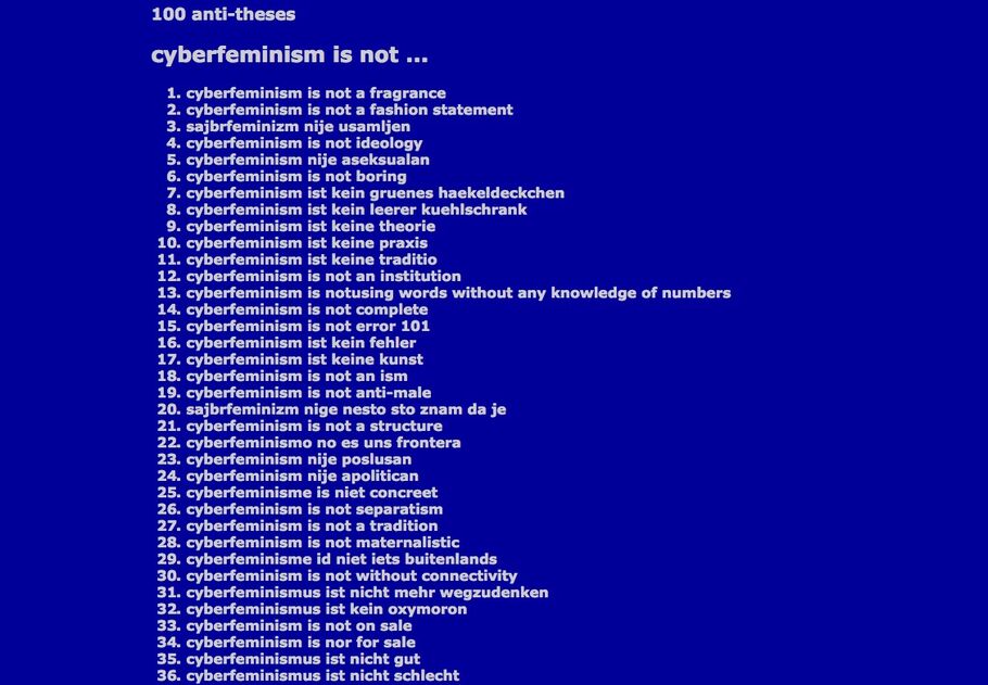 A Brief History of Cyberfeminism Artsy