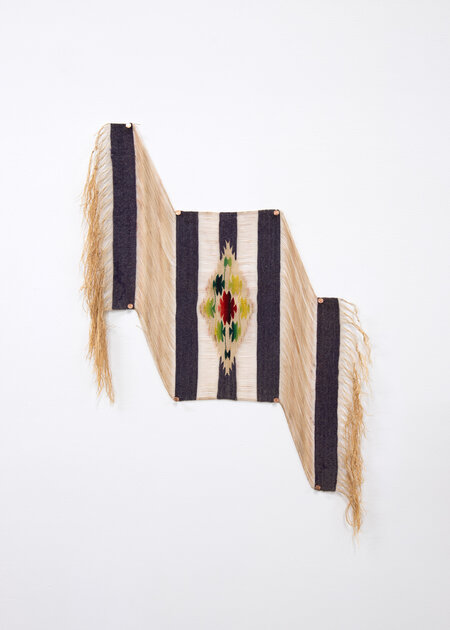 Kelly Tapia-Chuning, ‘Dancing Moon’, 2025, Textile Arts, Dismantled serape, copper nails, Material
