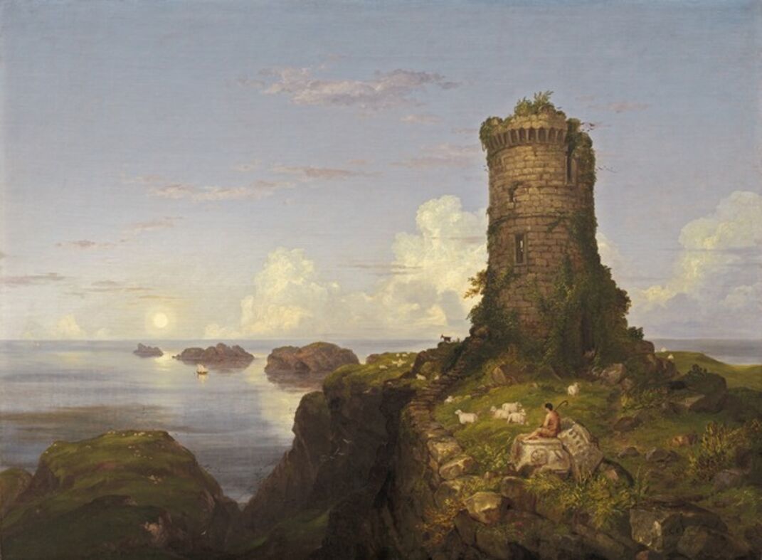 Thomas Cole Italian Coast Scene With Ruined Tower 1838 Artsy