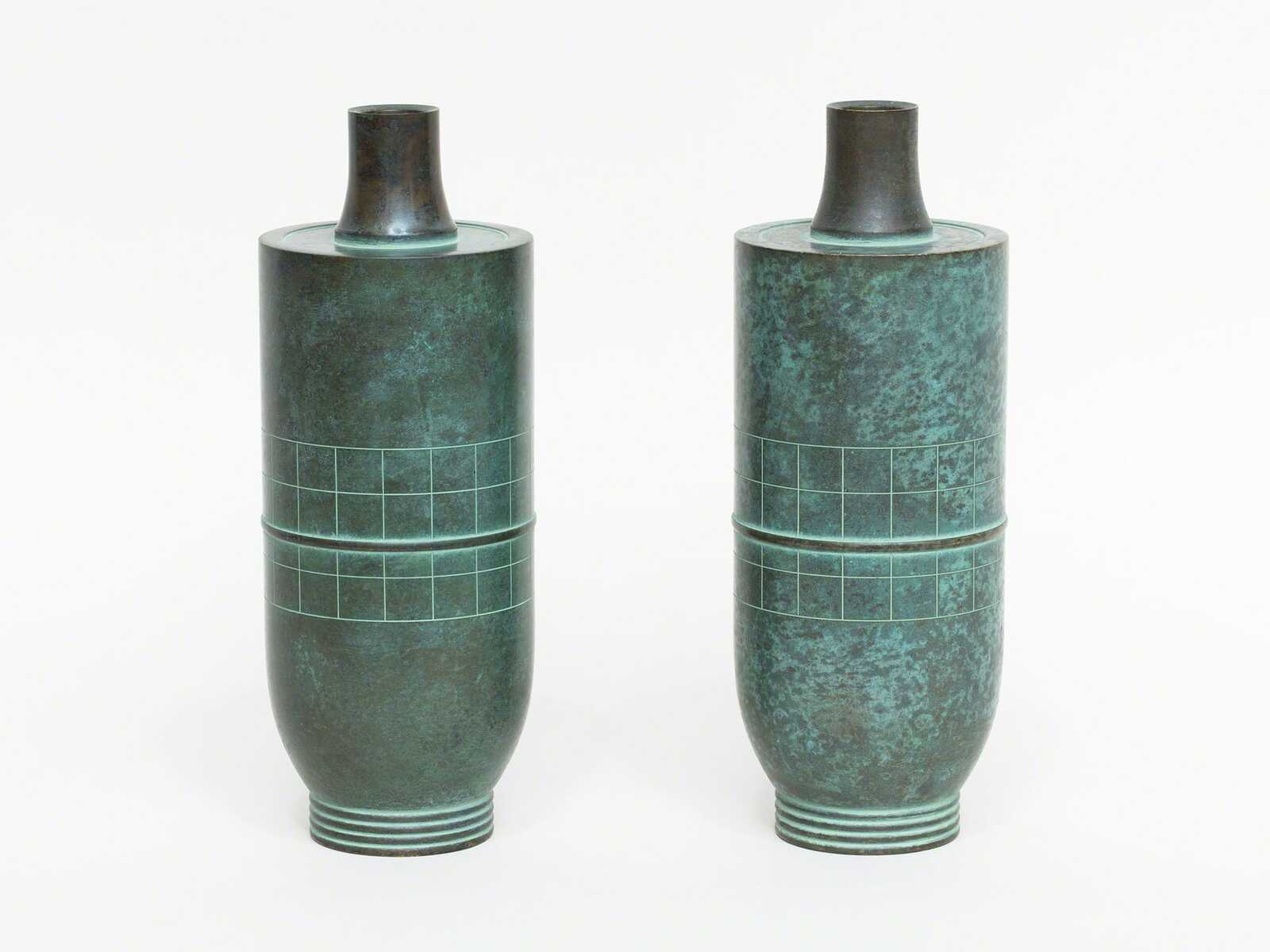 Haguda Shogoro | Pair of Green Patinated Bronze Vases (ca. 1980) | Artsy