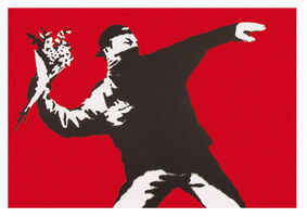 Banksy Love Is In The Air Flower Thrower 2003 Artsy