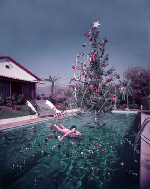 Slim Aarons Christmas Swim 1954 Rita Aarons Swimming In A Pool