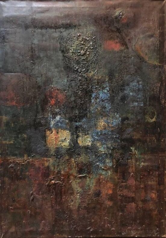 Stefan Alexander Large Oil Painting Abstract Israeli Mid Century