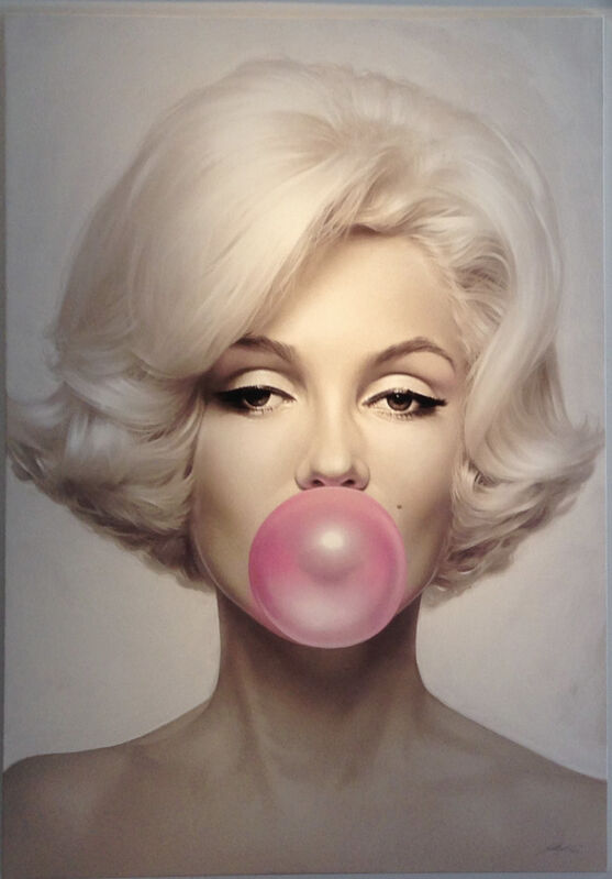 Marilyn Monroe iconic print with pink bubble gum framed Canvas wall art 