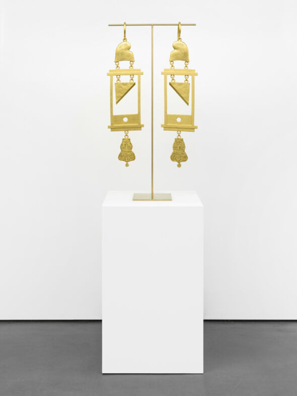 Simon Fujiwara A Dramatically Enlarged Set Of Golden Guillotine
