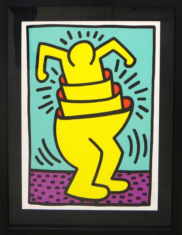 Kunst-Postkarte "CUP MAN" 1989 auch mit Rahmen KEITH HARING 