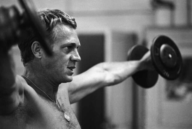 John Dominis Steve Mcqueen Lifting Weights In His Home California 1963 Available For Sale Artsy