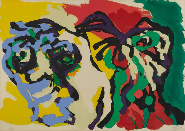 Karel Appel Two Flowering Heads 1976 Available For Sale