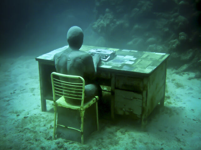 Jason deCaires Taylor | The Lost Correspondent (1) (2012) | Available for  Sale | Artsy