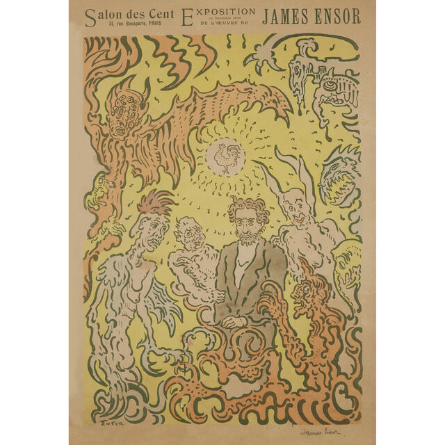 La Plume James Ensor 1898 Salon des Cent Paris Kunst Plakatwelt 931 Gerahmt 