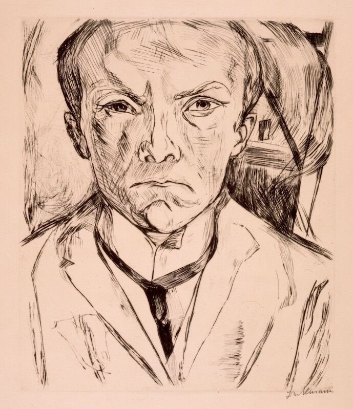 Godkendelse Skærpe Precipice Max Beckmann | Selbstbildnis von vorn, im Hintergrund Hausgiebel (Frontal  Self-Portrait with House Gable in Background) (1918) | Available for Sale |  Artsy