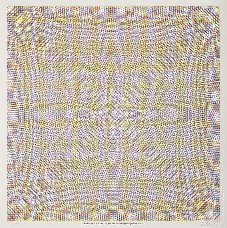 The Arcs Searching The Blue Sol LeWitt | Yellow grid, black circles, red and blue arcs from