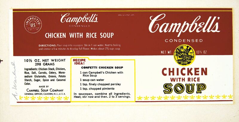 Andy Warhol | Campbell's Chicken with Rice Soup Label (1966 ...