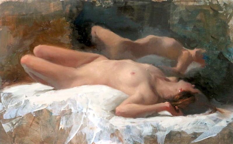 Michael Alford | Sleeping Nude, Warm Light - female figurative painting  (2020) | Available for Sale | Artsy