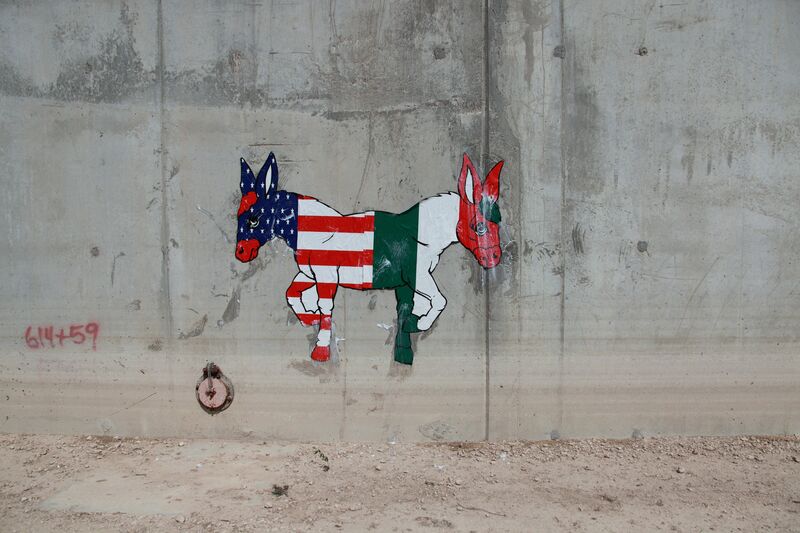 Ron English Two Headed Donkey On The U S Mexico Border Wall Ca 11 Artsy Ron English Two Headed Donkey On The U S Mexico Border Wall Ca 11 Artsy
