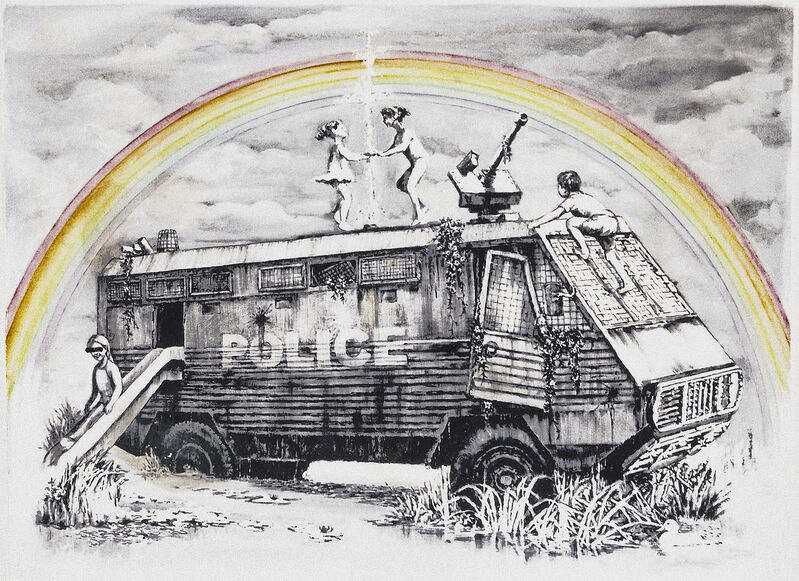 Banksy Police Riot Van Dismaland Gift Print 15 Artsy Banksy Police Riot Van Dismaland Gift Print 15 Artsy